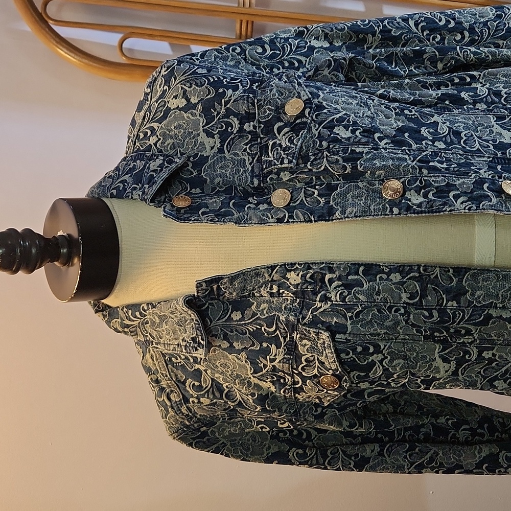 Chico's Blue Floral Jean Jacket